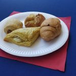 Menu 1: Cheese-pie roll, sausage roll, potato-pie roll and mini croissant 3.50€